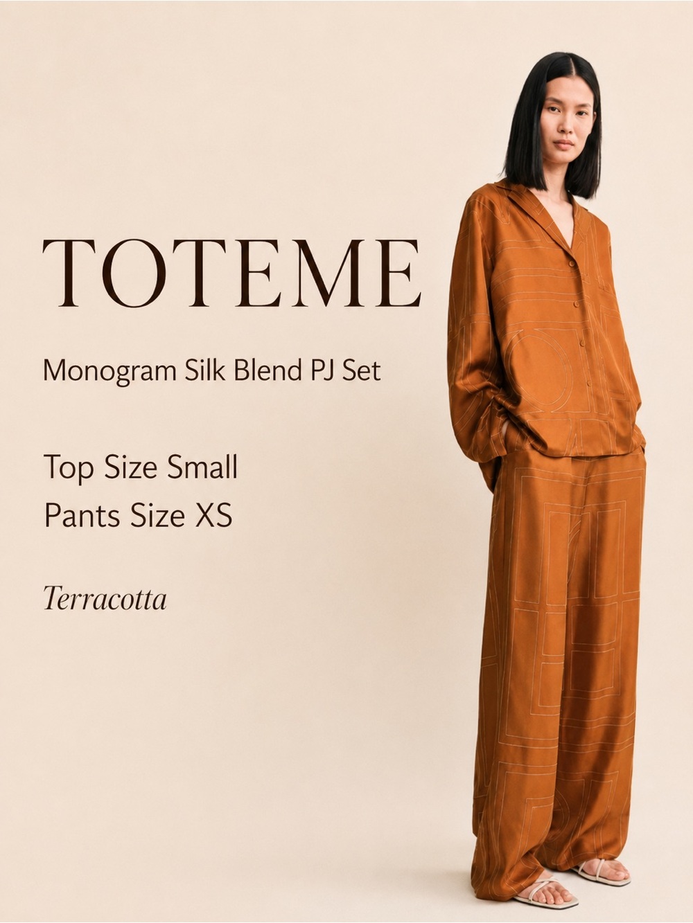 Toteme Terracotta Monogram Silk-Blend PJ Set